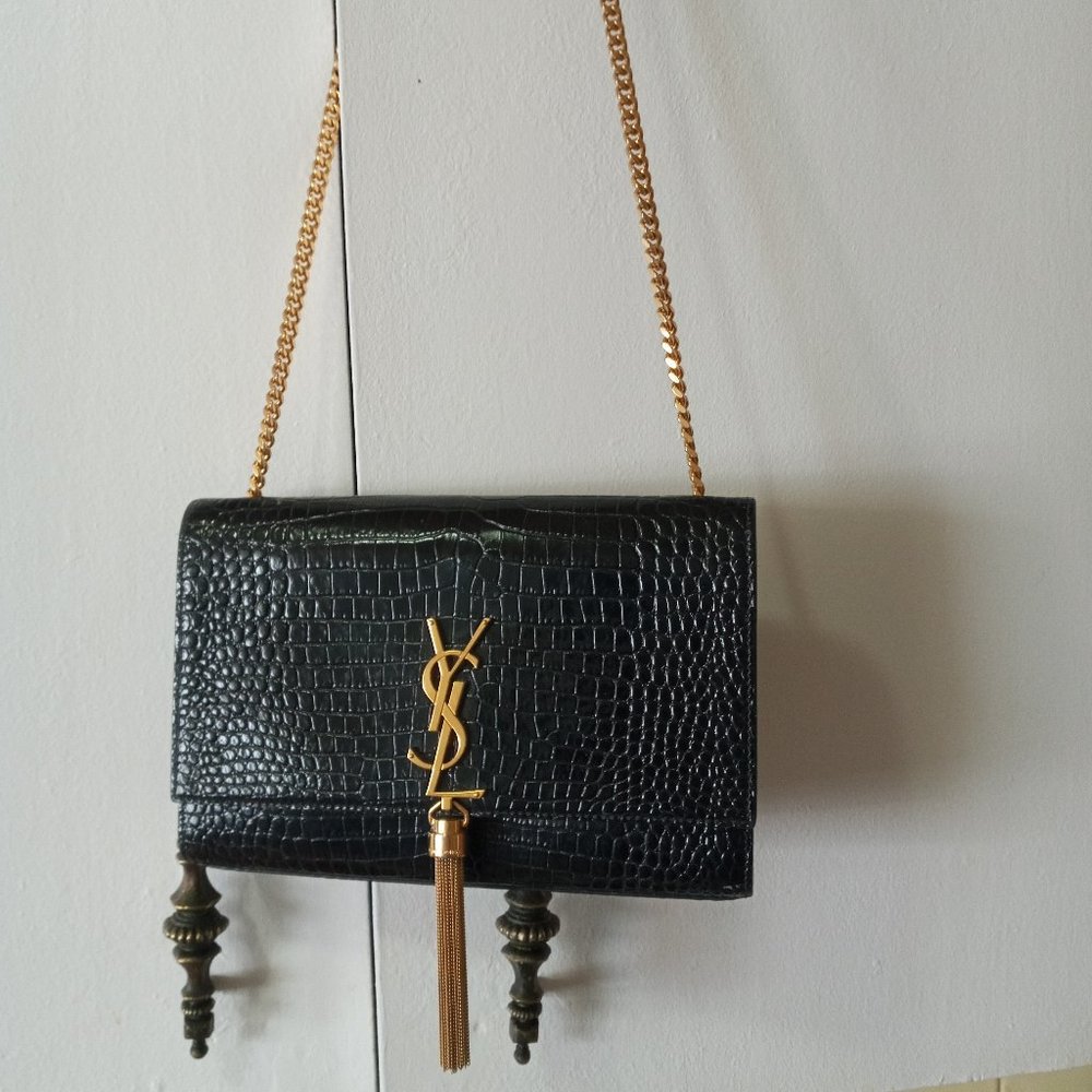 YVES ST LAURENT HANDBAG....KATE Crocodile Leather ...Chain shoulder strap